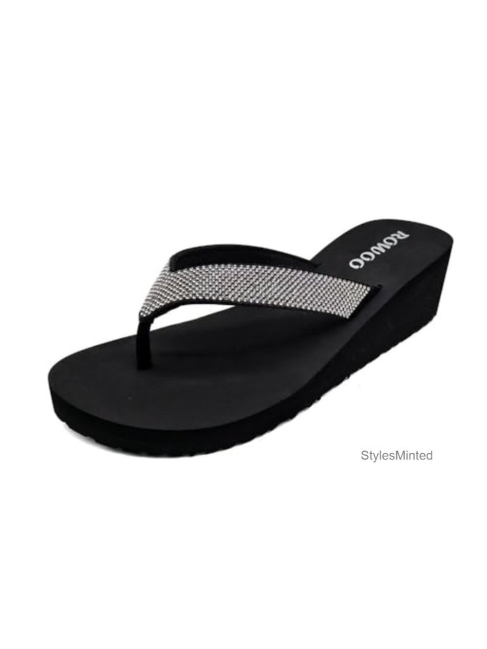 Womens Rhinestone Wedge Flip Flops Sandals EVA Non-Slip Summer Beach
